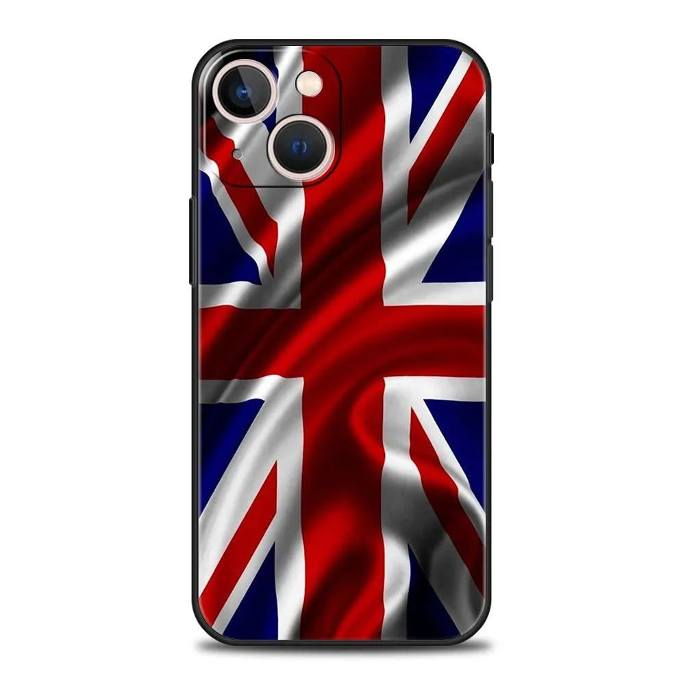 Painted phone case with cartoon and plant flags design, TPU back cover for iPhone models 11 to 16 Pro Max.