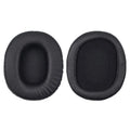 Two black soft PU leather replacement ear covers for Sony 1R headphones on a white background.