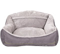 Grey polyester dog sofa bed with raised sides in XL size 120x90xH43cm on floor
