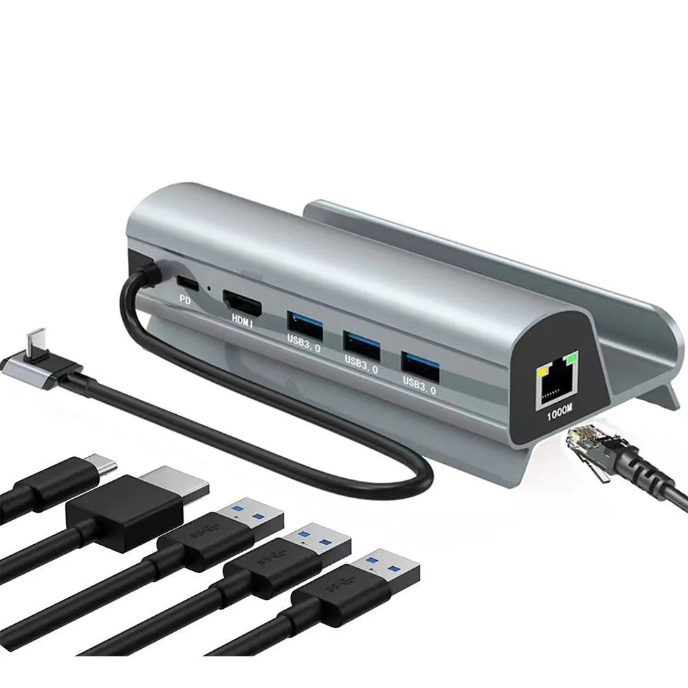 Game Console Multifunctional Docking Station 6 In 1 Aluminium Alloy Base 6in1 for Steam Deck Type-C