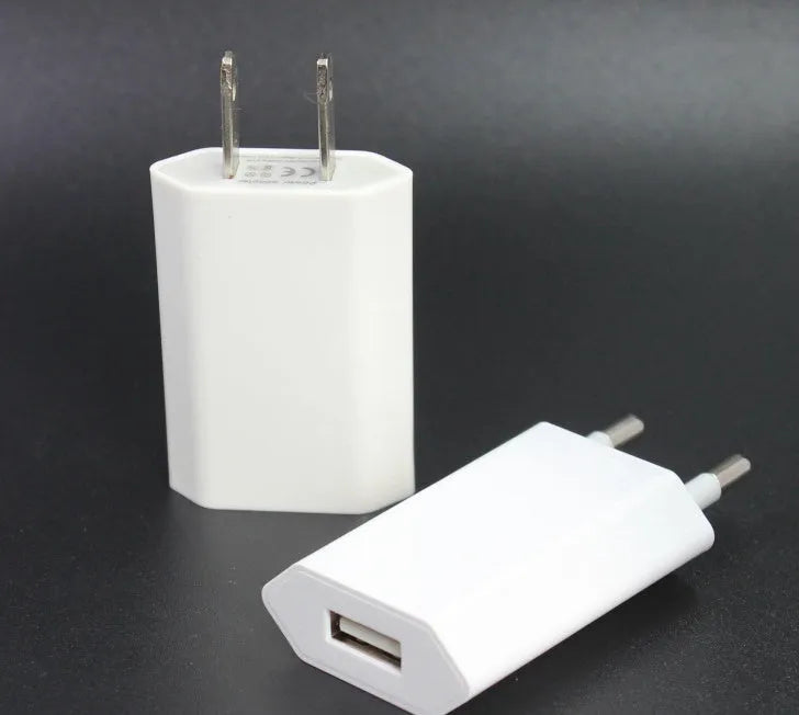 USB travel charger compatible with iPhone and iPad devices with optional charging cable lengths