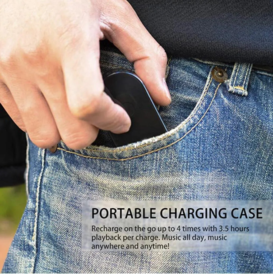 Black wireless Bluetooth headset for hands-free calling with microphone