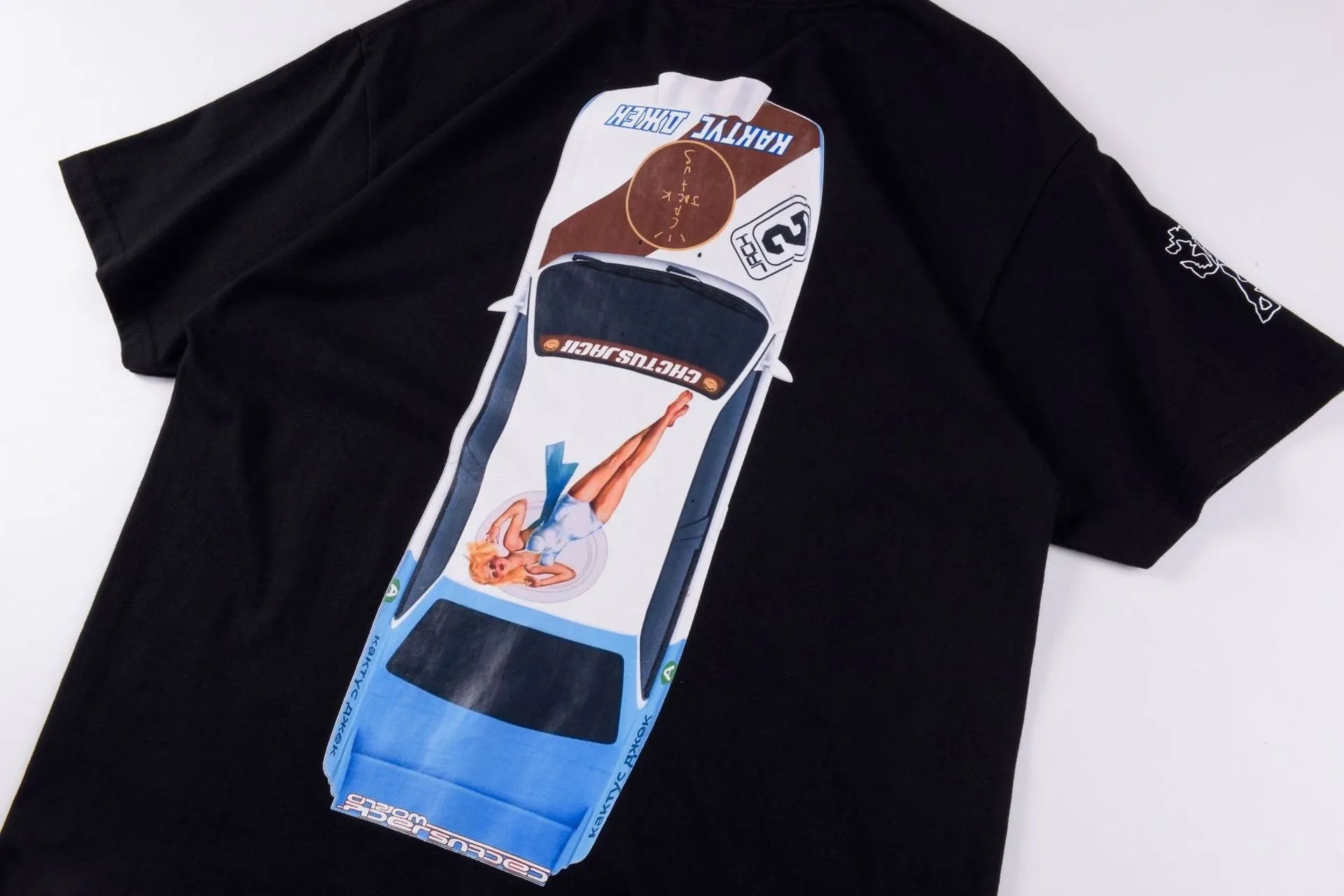 Hip-hop trend cotton T-shirt for men and women animal print casual top black colour