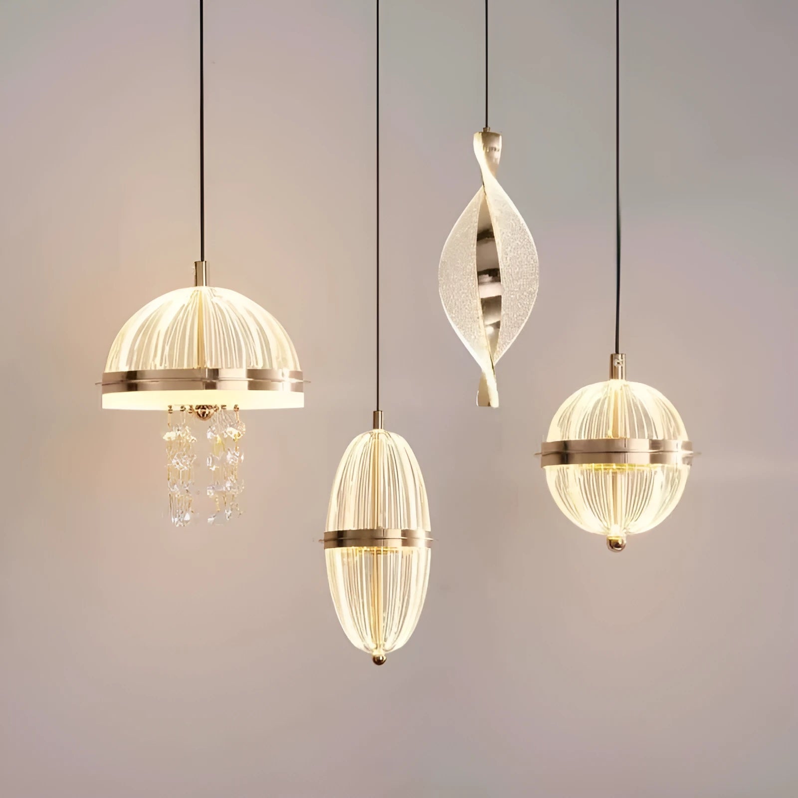 French light luxury small acrylic chandelier 500mm three colour for bedroom apartment living room dining room