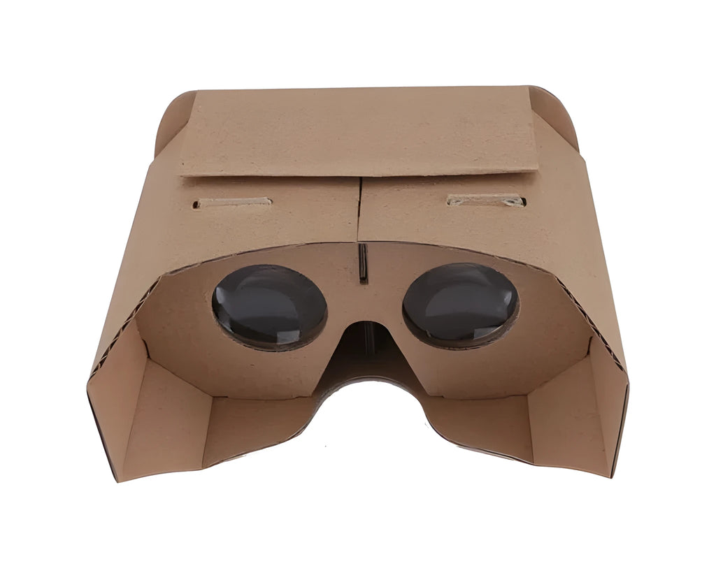 Cardboard virtual reality glasses for smartphones with photo colour design.