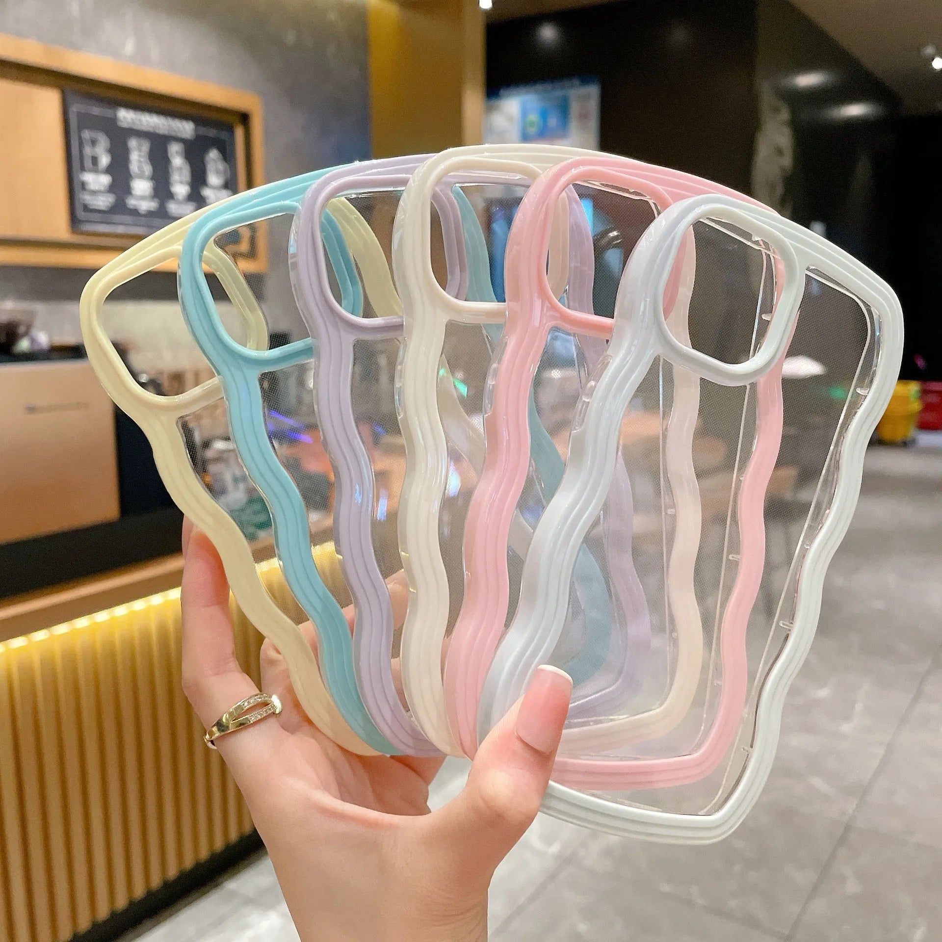 Wave border solid colour TPU phone case for iPhone 17 series