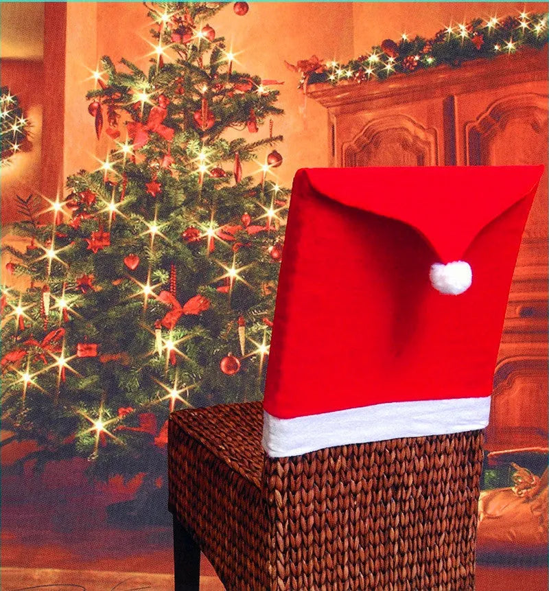 Christmas chair covers set with Santa Claus and Snowman designs for standard dining chairs
