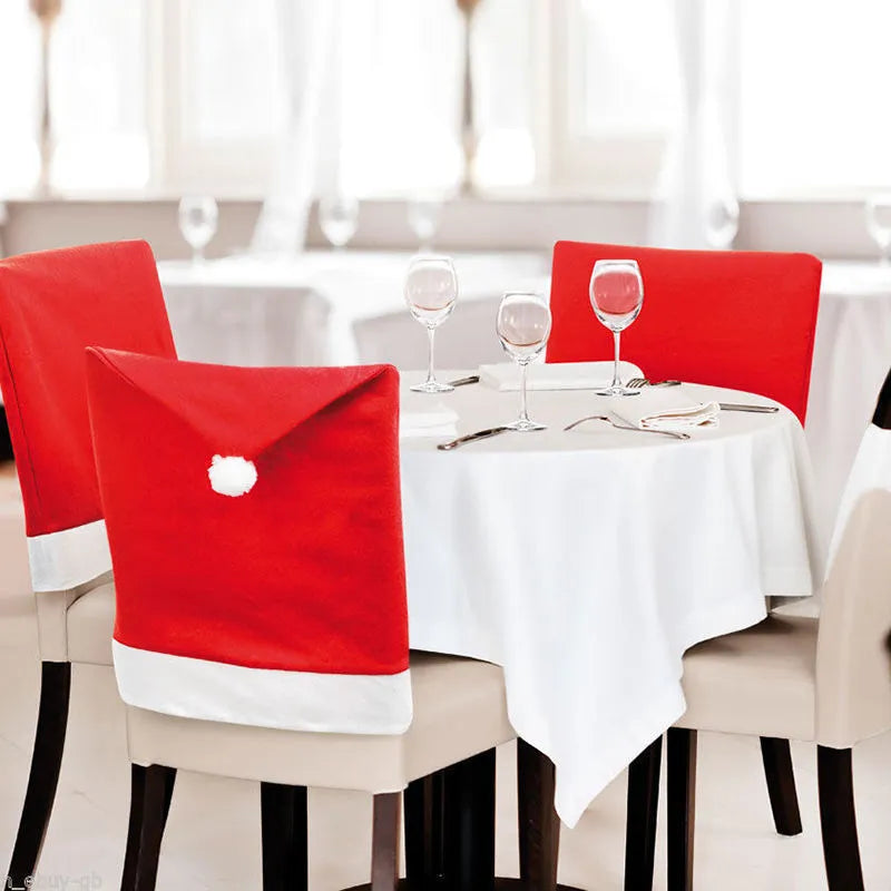 Christmas chair covers set with Santa Claus and Snowman designs for standard dining chairs