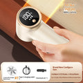 Fur ball trimmer with digital display in ivory white ABS, shown with Type-C cable, spare blade, and cleaning brush