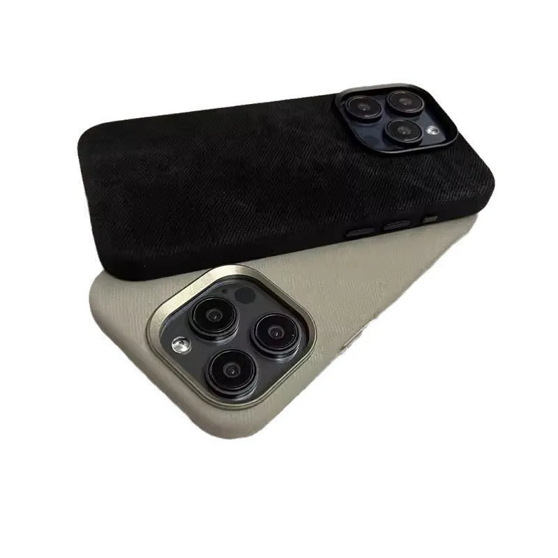 Flannel cloth pattern magnetic suction phone case for iPhone in dark green colour
