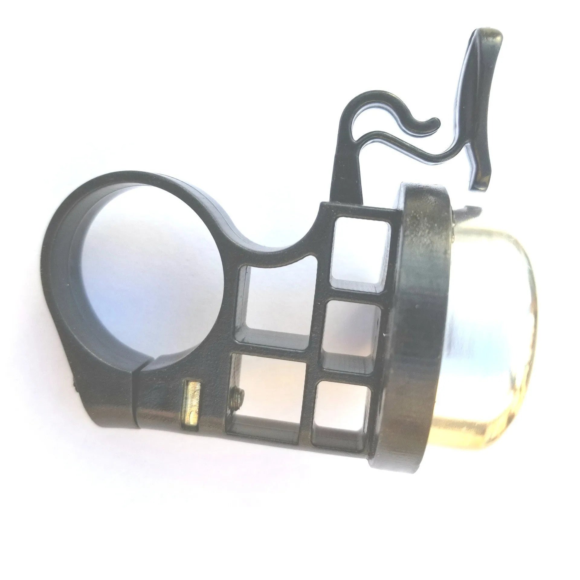 Metal mountain bike hand bell with 31.8mm clamp in silver finish