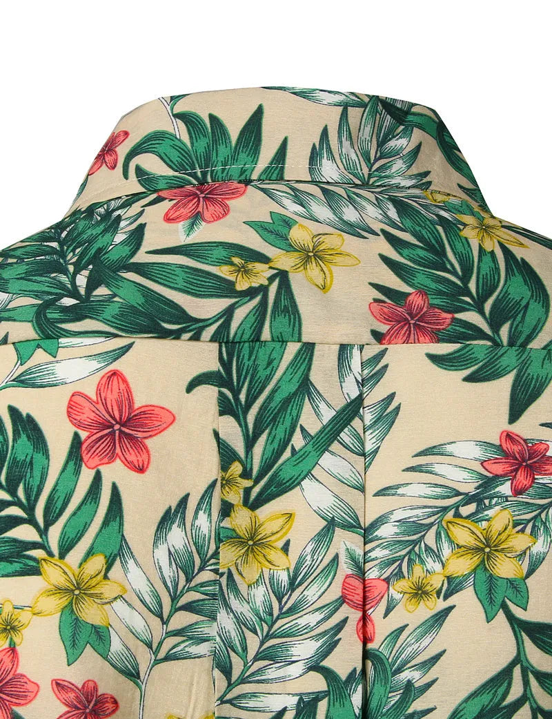 Men's white short sleeve shirt with Windsor collar and novelty pattern, extra wide fit, Asian sizes