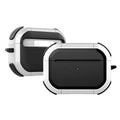 Black TPU and PC protective shell case for Apple AirPods Pro and AirPods 1/2 generation.