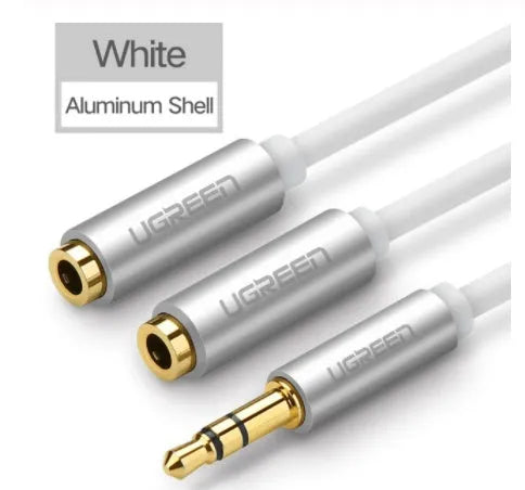 20cm black 3.5mm earphone replacement cable with gold-plated connectors and TPE outer sleeve