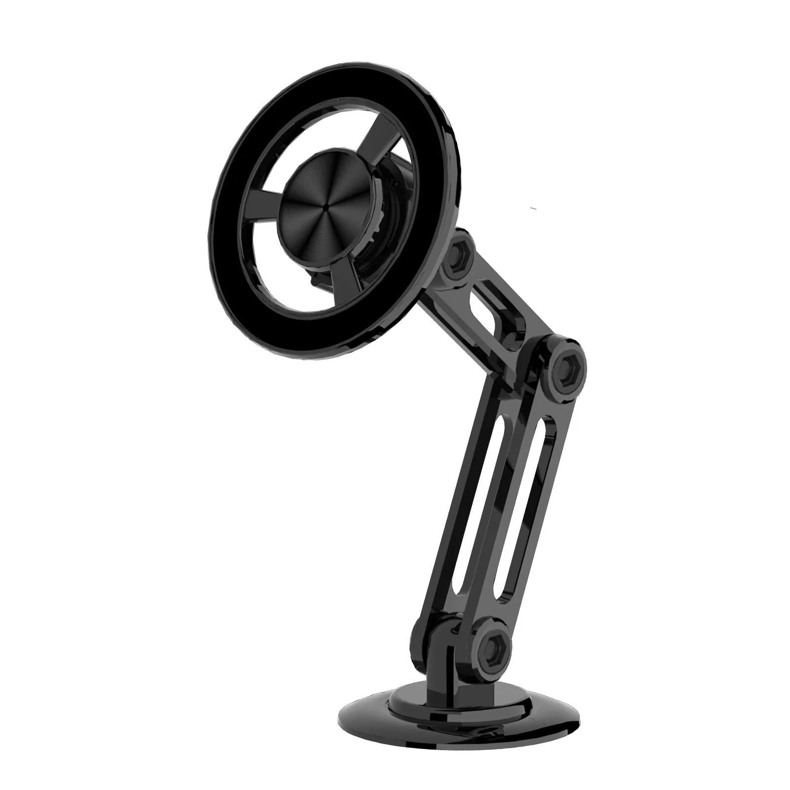 All-metal magnetic car phone holder in four colour options with magnetic rings and adhesives
