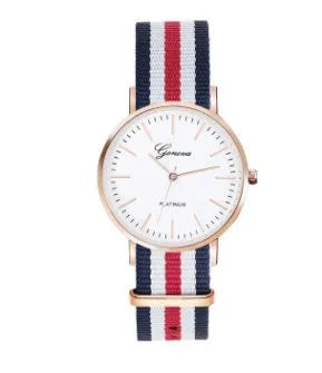 Couples quartz watch set with 40mm and 36mm dials, nylon canvas band in gold finish