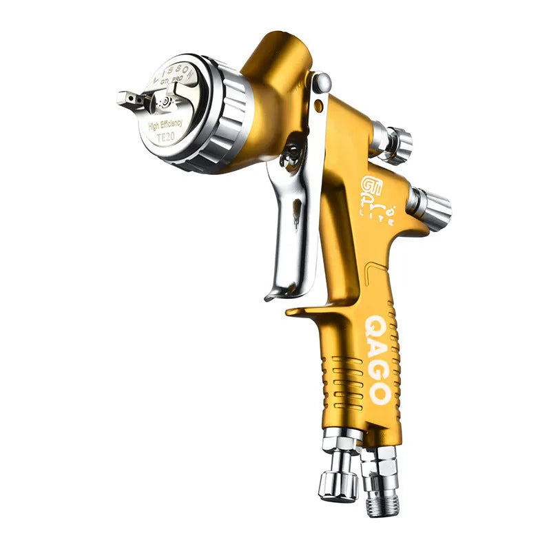 Auto paint sprayer with 1.3mm nozzle, G1/4 air interface, 20cm x 15cm body, shown in black