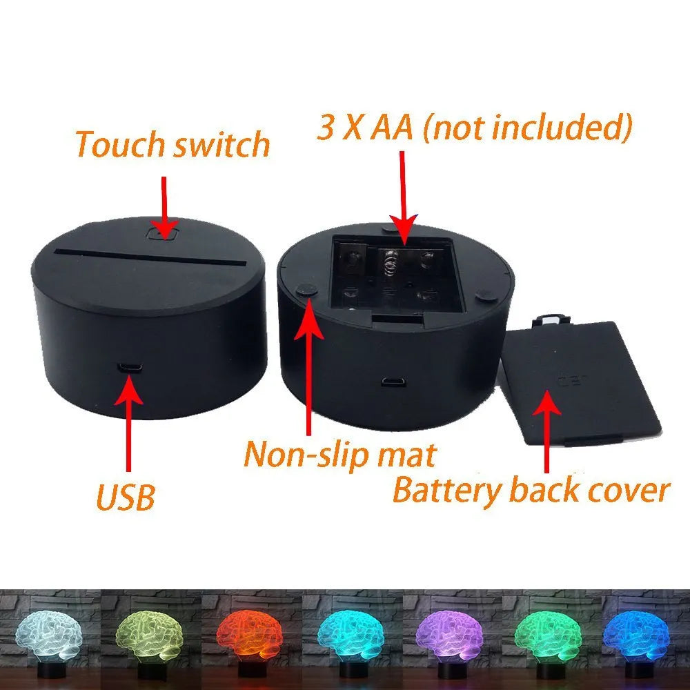 3D acrylic illusion lamp with colourful LED lighting and remote control on desk