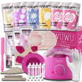 WUWUVISTA 56-piece hard wax hair removal kit with warmer, beads, silicone tools, and aftercare products.