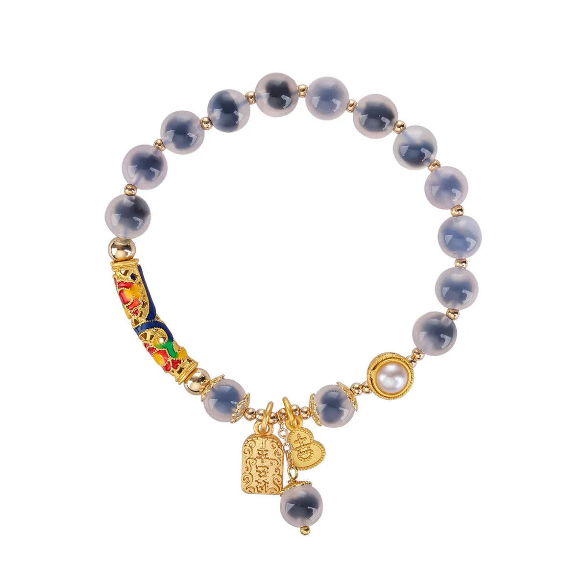 Handmade sugar heart agate bracelet in retro ethnic style for women