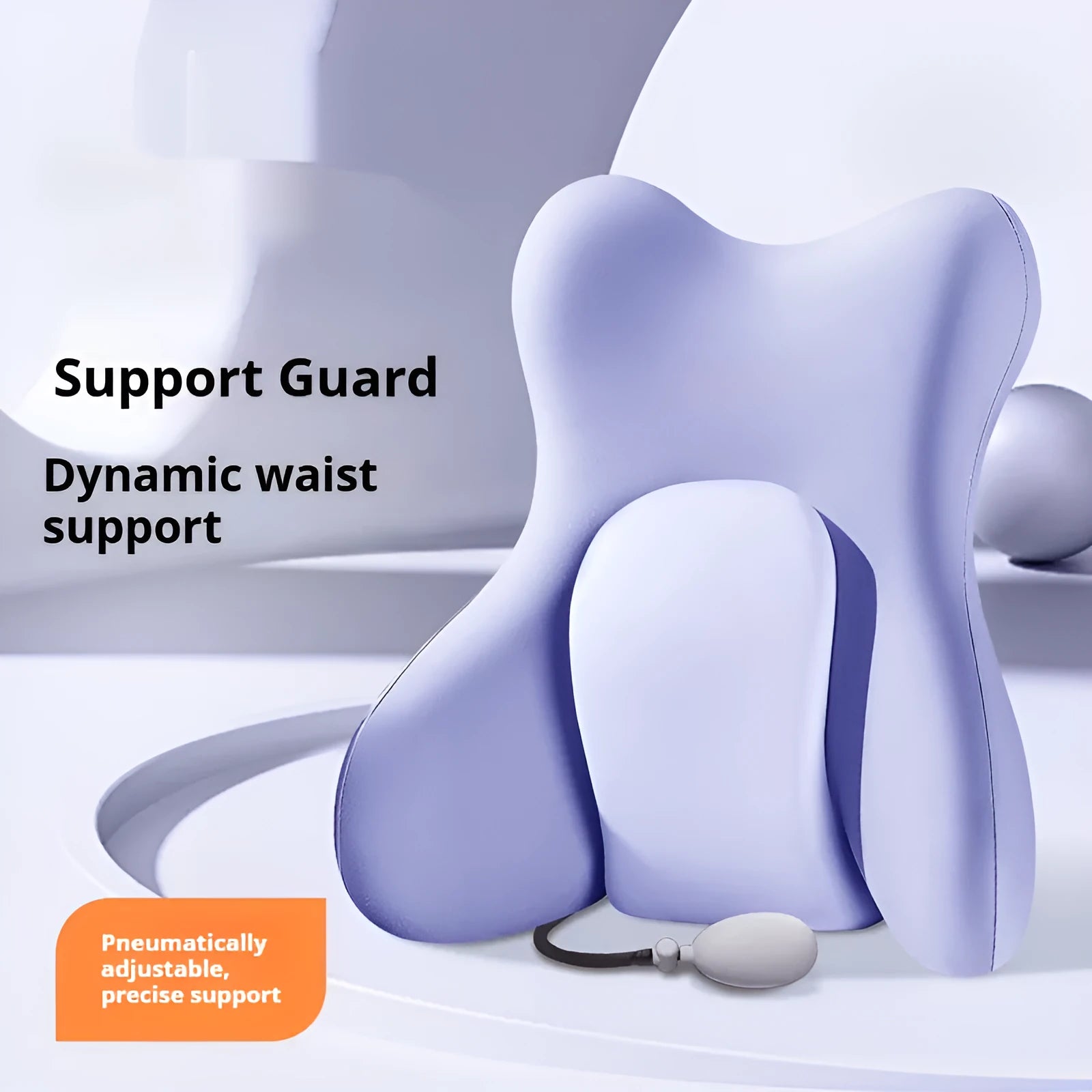 Brown ergonomic memory foam backrest waist pad with removable cover on an office chair.