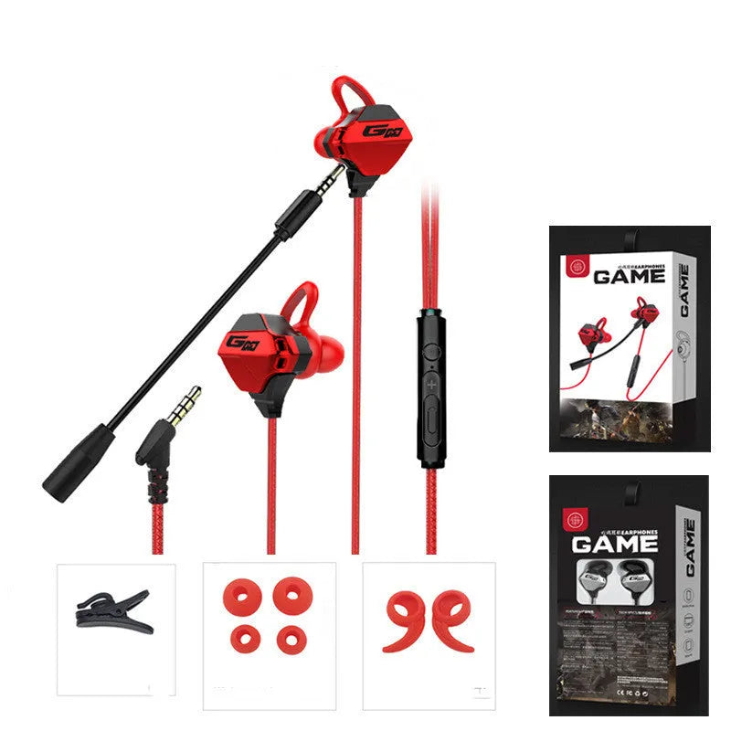 G10 Deluxe Edition red packing gaming in-ear headset with 3.5mm L-bend plug and microphone