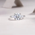 3-carat octagonal moissanite wedding ring set in S925 silver with platinum plating on white background