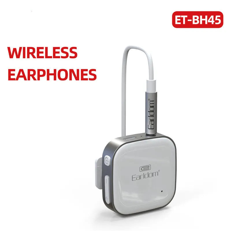 Black Bluetooth running headphones with wireless receiver and lavalier wearing option