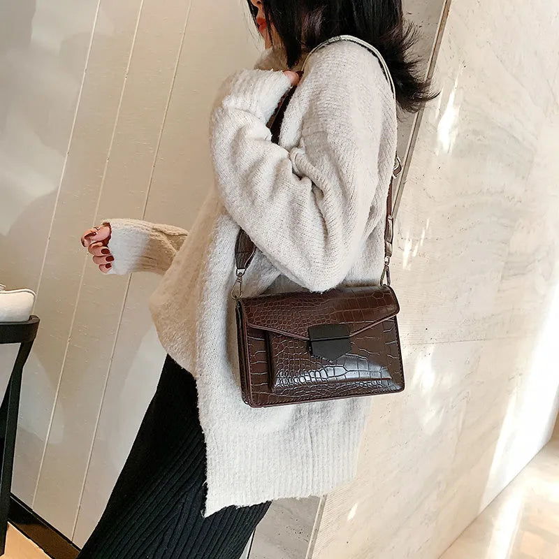 Vintage PU fabric crossbody bag with adjustable strap in multiple colour options