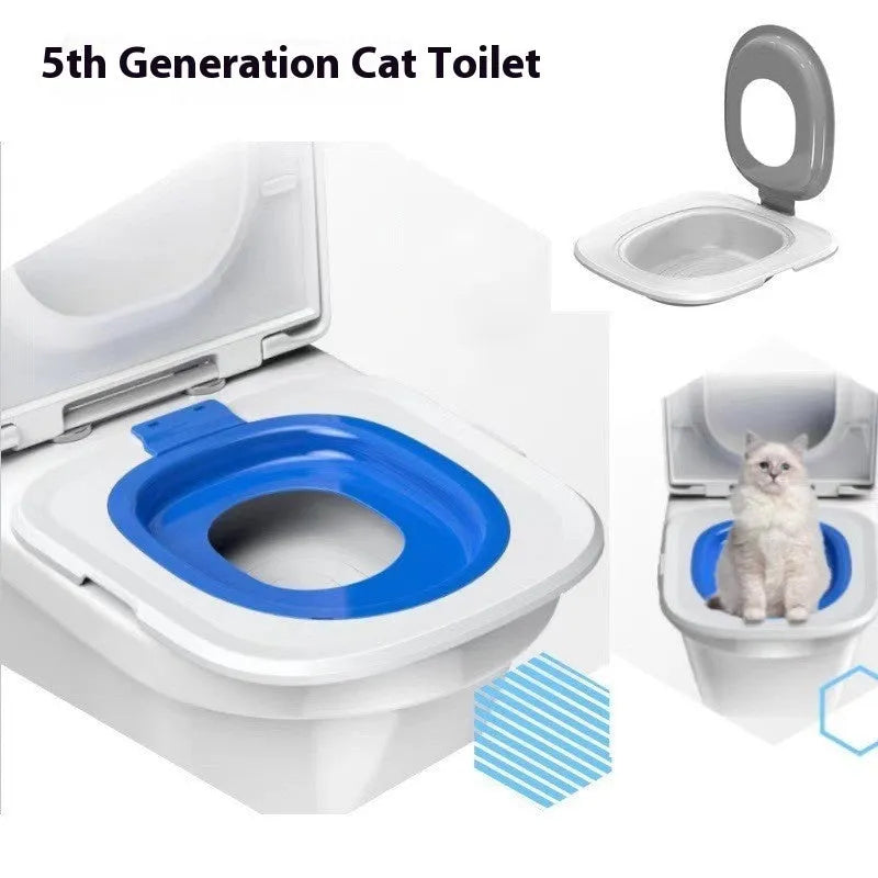 Fifth generation cat toilet trainer with plastic tray mat in available colours