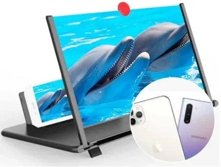 12-inch wood grain screen amplifier folding bracket with log and acrylic construction