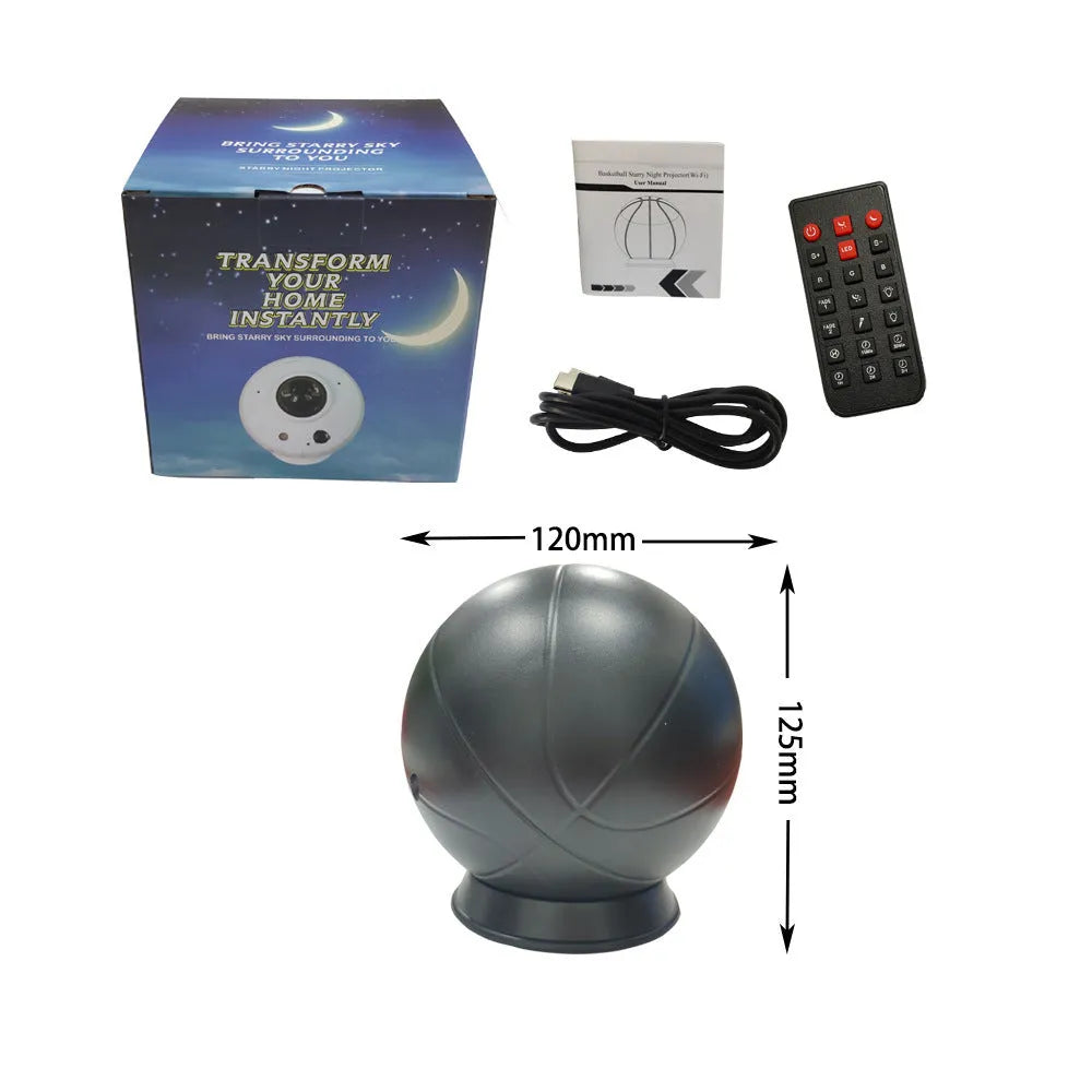 Remote control nebula projection LED starry sky light, planet-shaped night light, 120x120x125mm, black or white appearance, with remote control