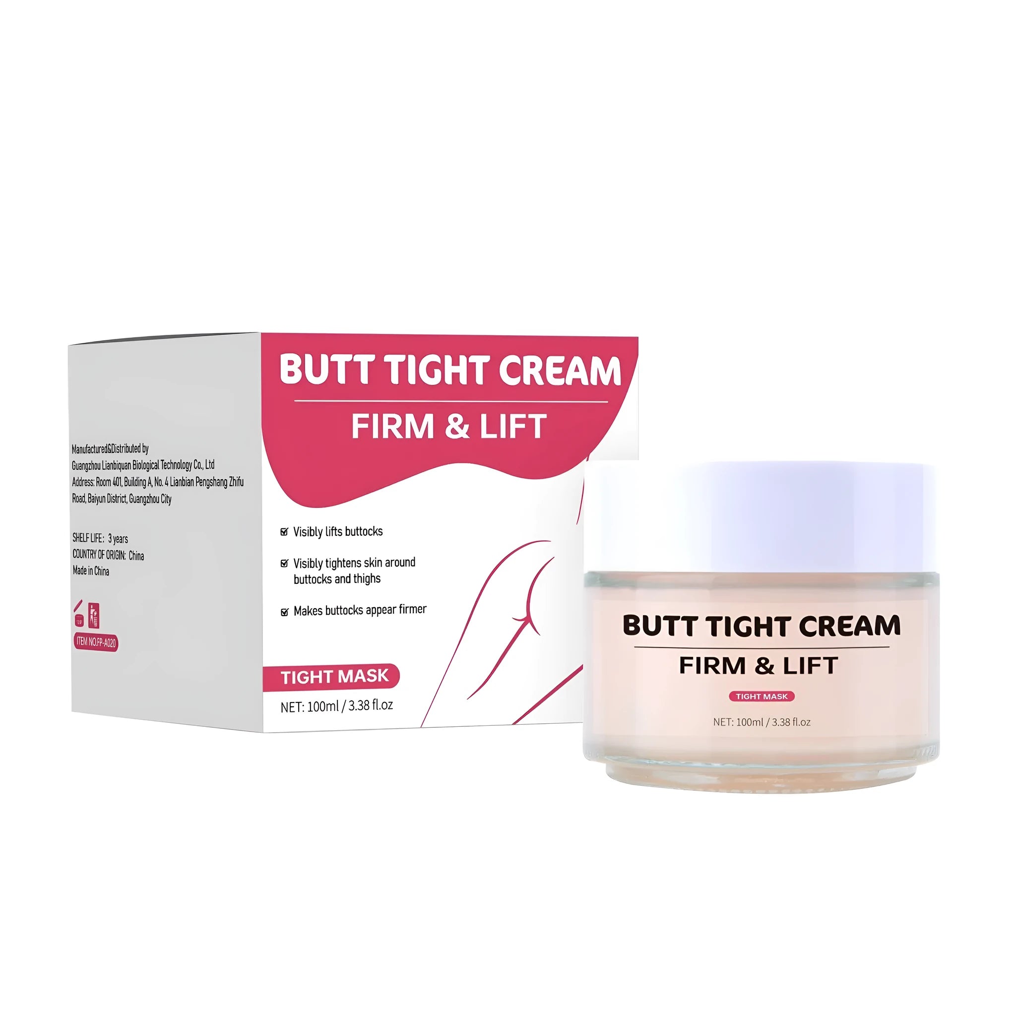 100ml hip tightening cream container with FP-A020 specification for targeted skin firming application