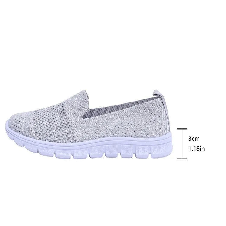 Women's mesh breathable flat casual shoes in black, light grey, dark grey, or khaki, sizes 36-43