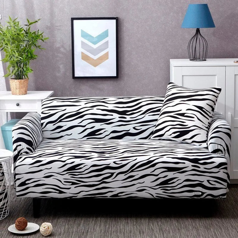 Elastic polyester sofa cover with striped pattern in modern simple style, available in multiple seat sizes.
