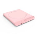 USB heating cup pad coaster in pink or white with mechanical controls