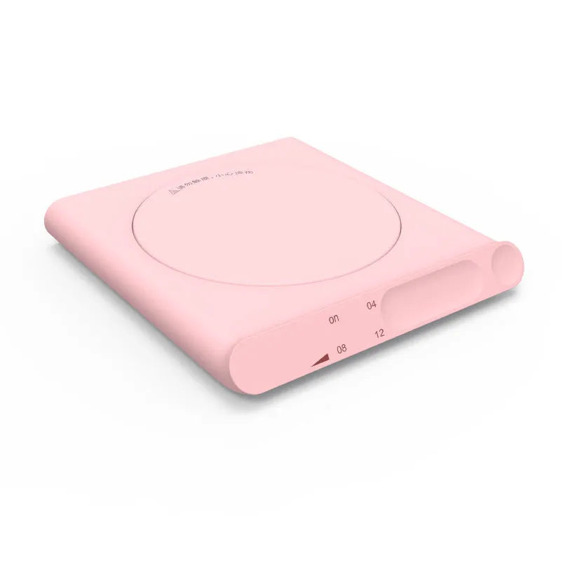 USB heating cup pad coaster in pink or white with mechanical controls