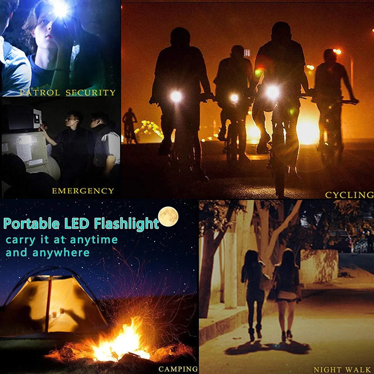 Tactical portable LED flashlight 1000 lumens, Pro-Black finish, aluminium body