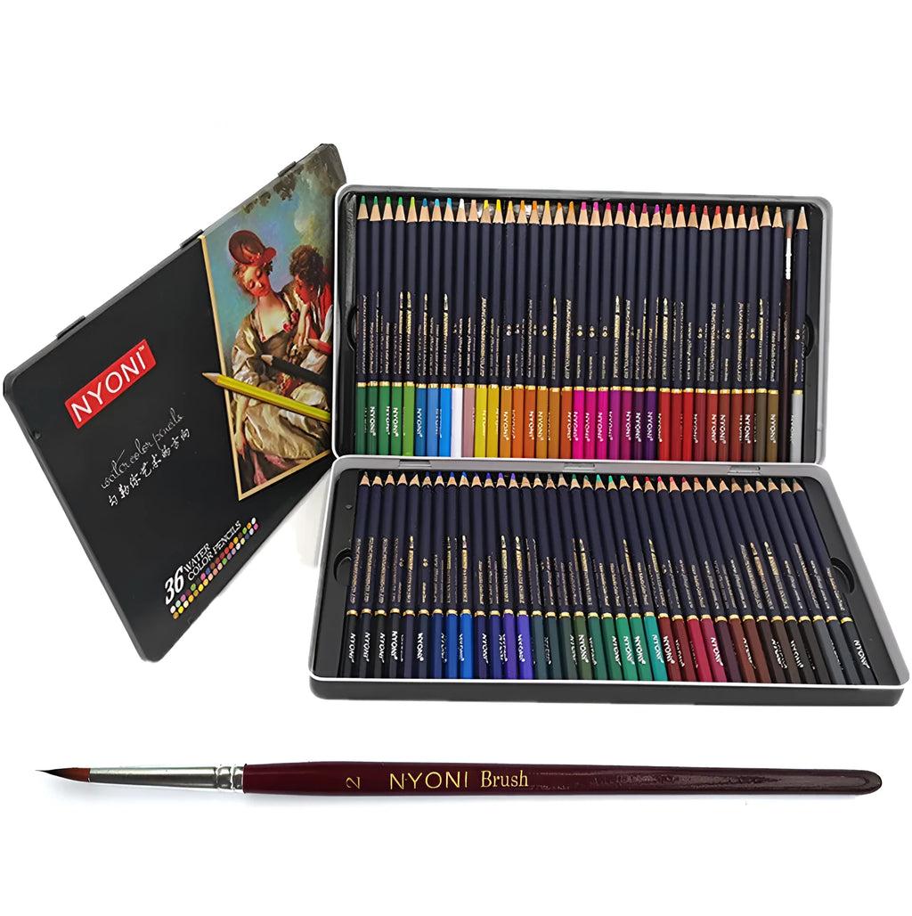 Water soluble coloured pencils with water soluble colour lead in 12 to 72 colour sets and 2B B 5B 3B H 4B hardness.