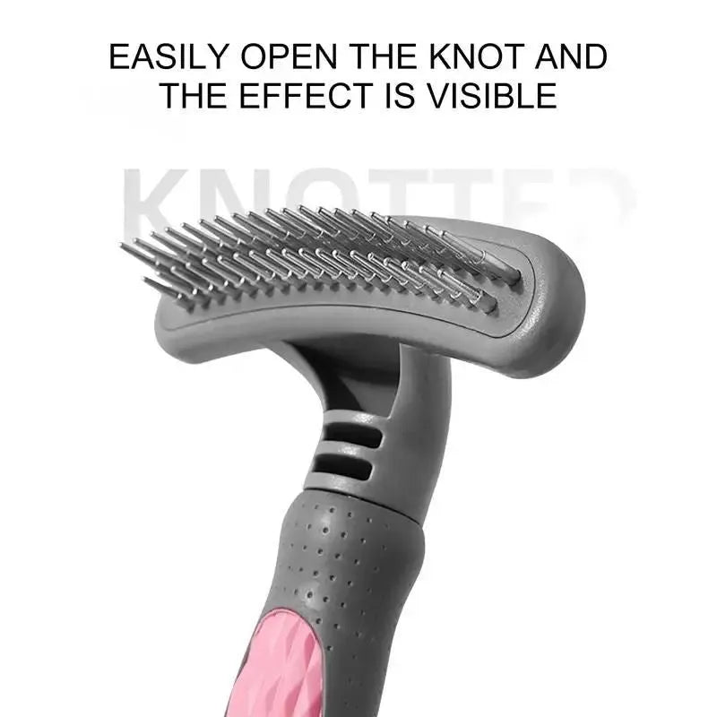 Pet grooming comb with stainless steel teeth and coloured ABS handle for cats and dogs