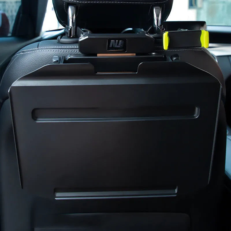 Car back seat writing desk laptop stand in matte black with phone holder
