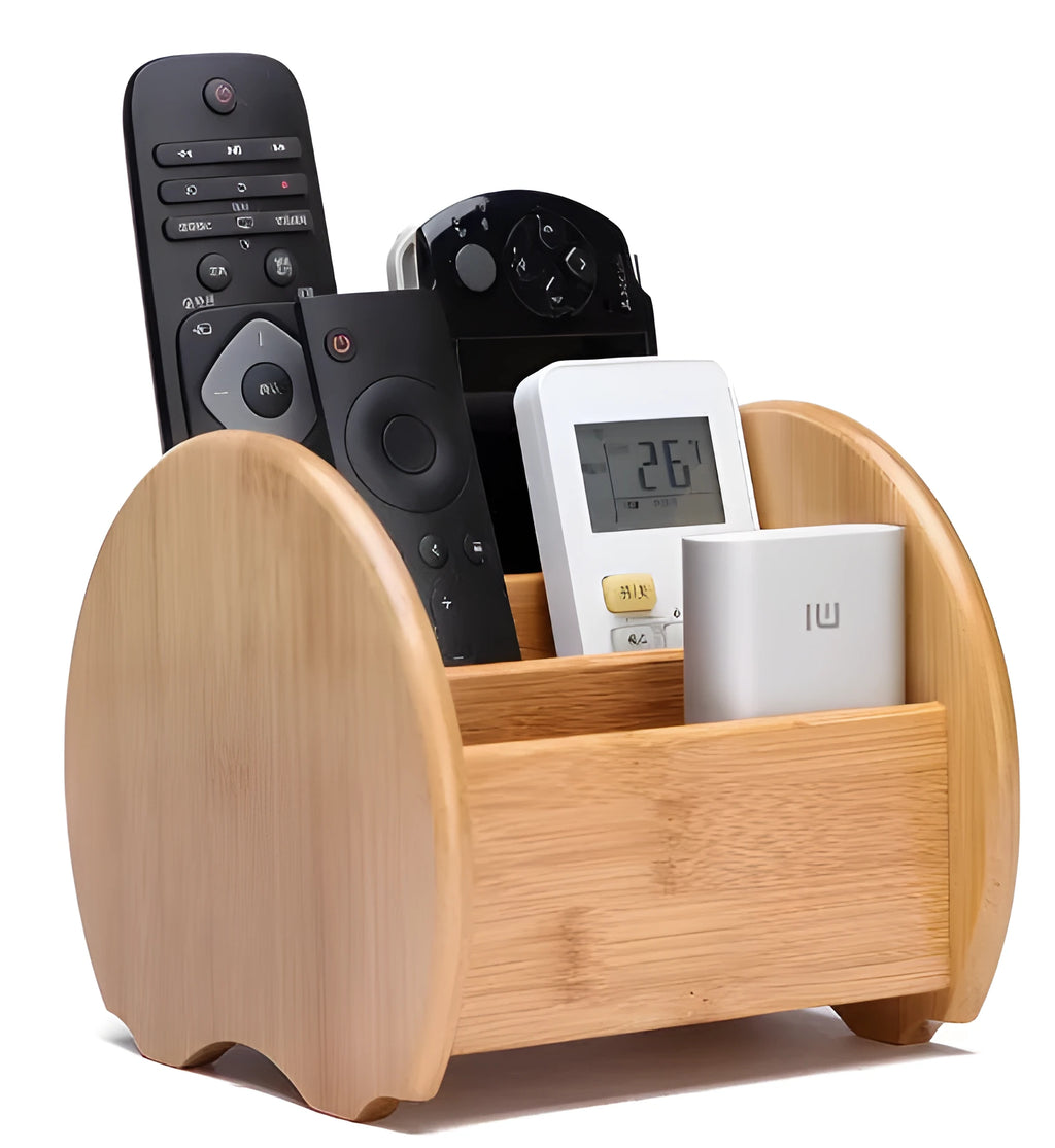 Multi-purpose bamboo desktop storage box with smooth surface and clear grain, available in colour A