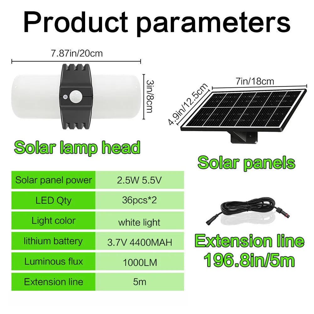 Black outdoor solar motion sensor floodlight with abstract design mounted on a wall bracket.