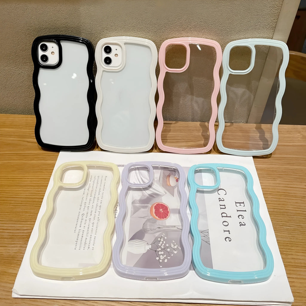 Wave border solid colour TPU phone case for iPhone 17 series