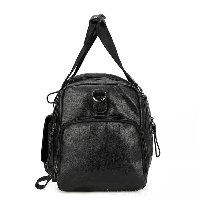 Large black travel shoe bag with dimensions 52cm by 19cm by 27cm.