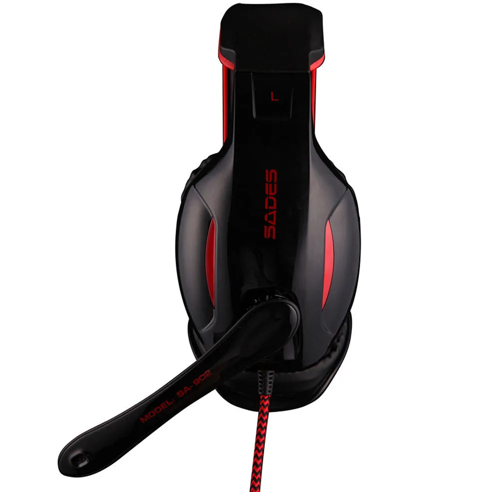Black SADES SA902 Hero Alliance wired USB gaming headset for PC with over-ear cups and adjustable headband.