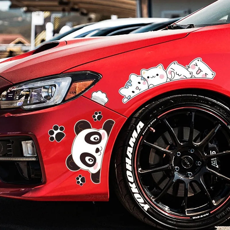 Car front bumper scratch blocking sticker with cartoon anime pattern in four colour options and three sizes
