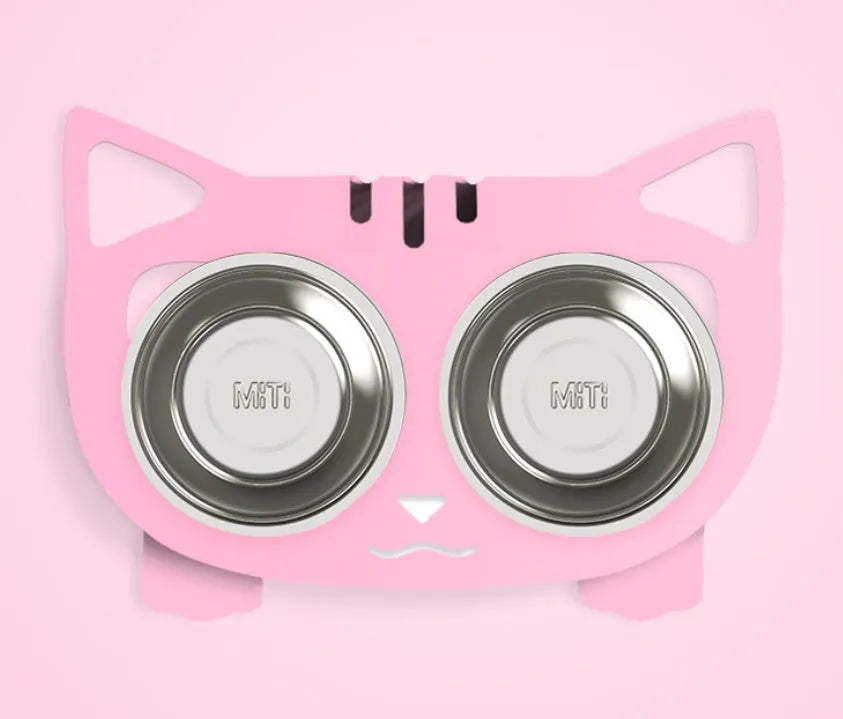 Anti-falling stainless steel cat dog feeding bowl with inclined design, 35x25x80cm, available in black