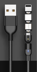Rotating magnetic charging cable in black, red, or purple, 0.5m, 1m, or 2m, 5V 2.4A charging only