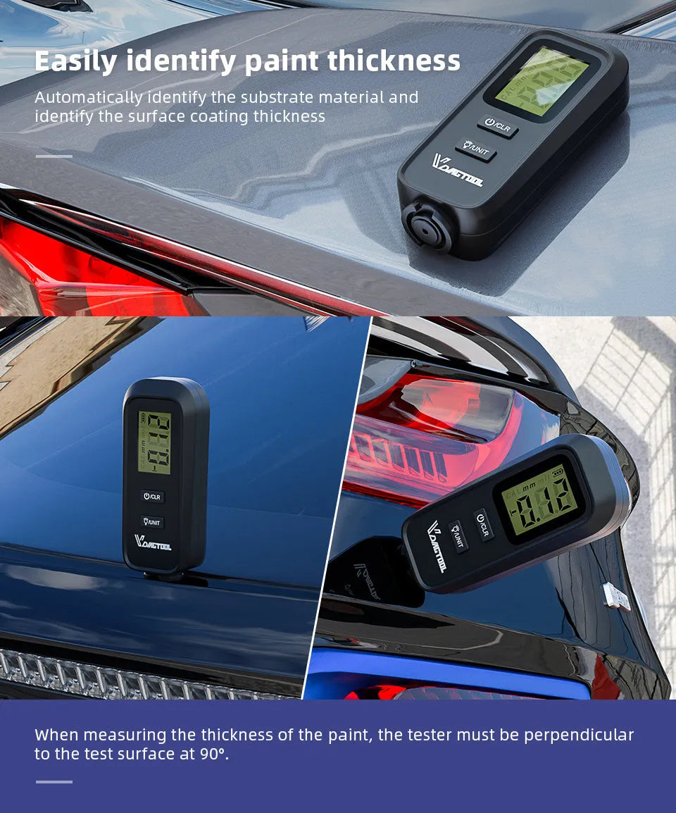 Black plastic automotive paint coating thickness gauge 38x87x22mm for 0-1.8mm measurement